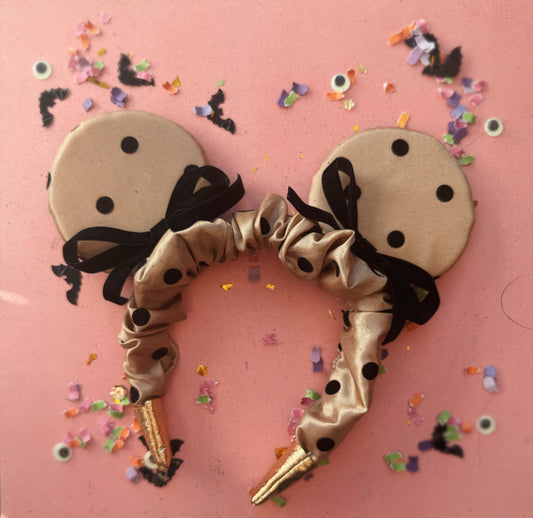 Silk black polka dot Minnie SCRUNCHIE Mouse Ears