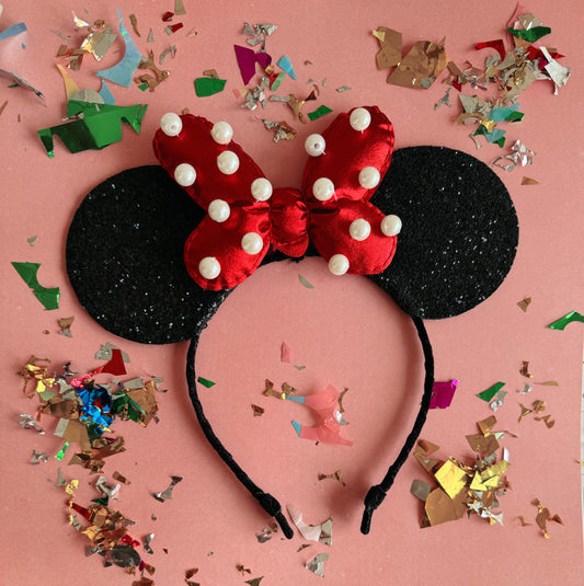 Classic Red Pearl Mouse Ears